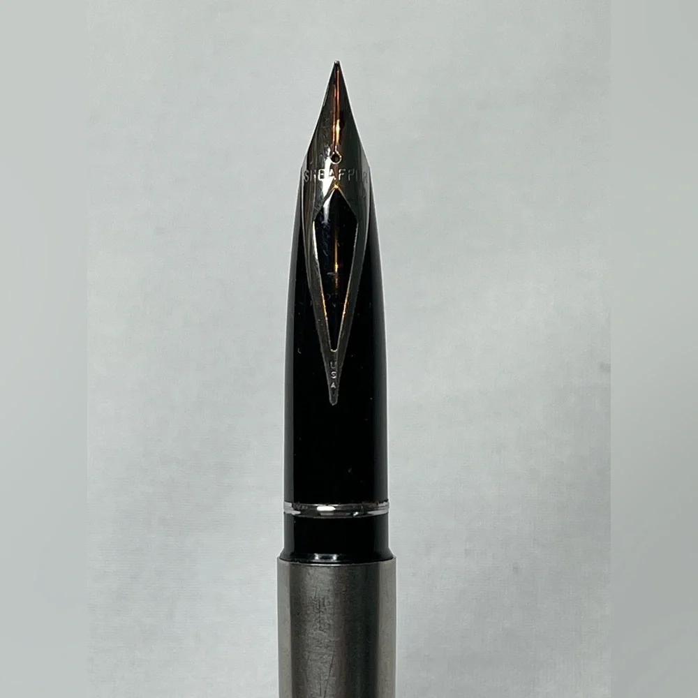 Vintage Sheaffer Targa Brushed Chrome Fountain Pen Steel Medium Nib